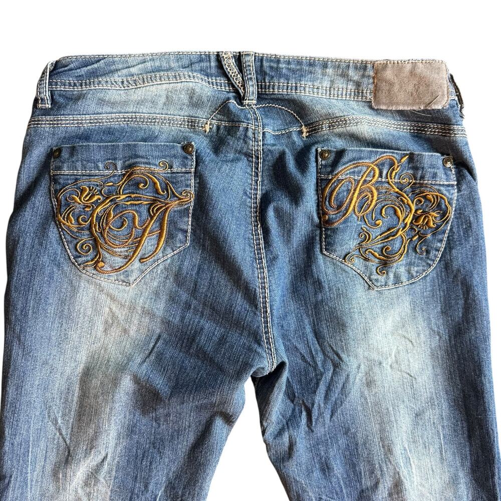 Y2K Apple Bottoms Low Rise Embroidered Pocket Jeans Women’s Size 9/10 Bootcut